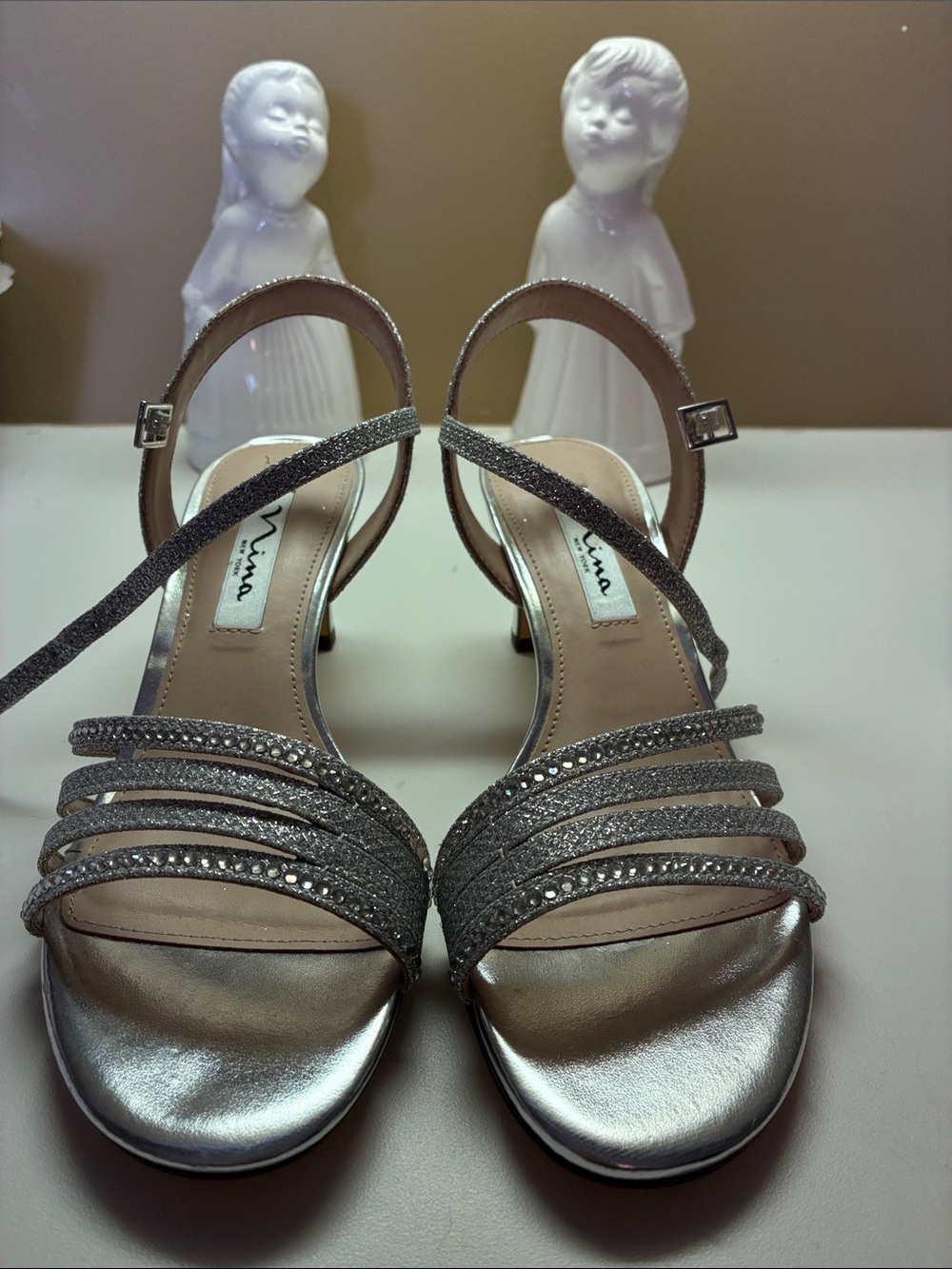 Nina Silver Glitter Strappy High-Heel Sandals